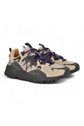 Sneaker in camoscio e nylon colore beige egrigio. FLOWER MOUNTAIN | YAMABUSHI WOMEN-1B77